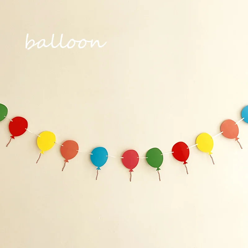 Rainbow Happy Birthday Banner Paper Garland Kids 1st Party Hanging