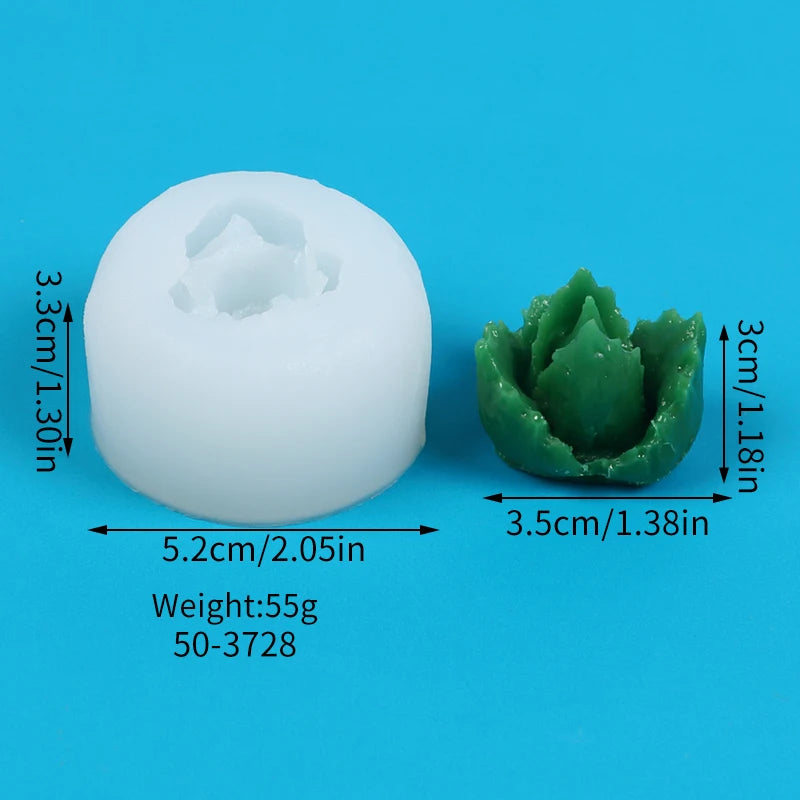 Succulents Candle Silicone Mold 3D Cactus Succulent Plants Soap Aroma Plaster Cement Craft Ornament Making Mold Home Decor Zpaxo 50-3728-D