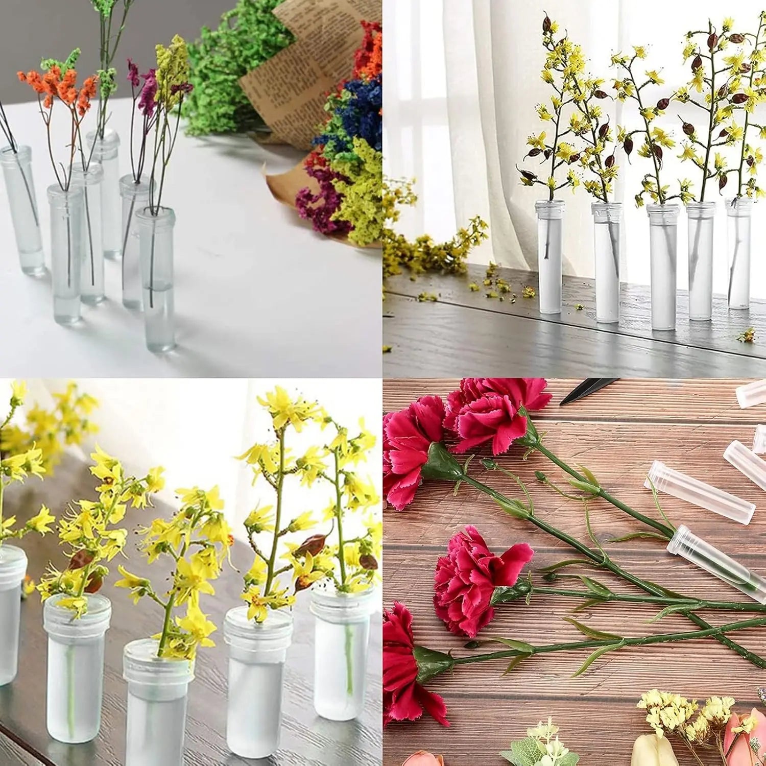 10/20/40pcs Floral Water Tubes for Flower Arrangements, Rose Flower Water Tubes Clear Plastic Rose Water Tubes with Picks Zpaxo