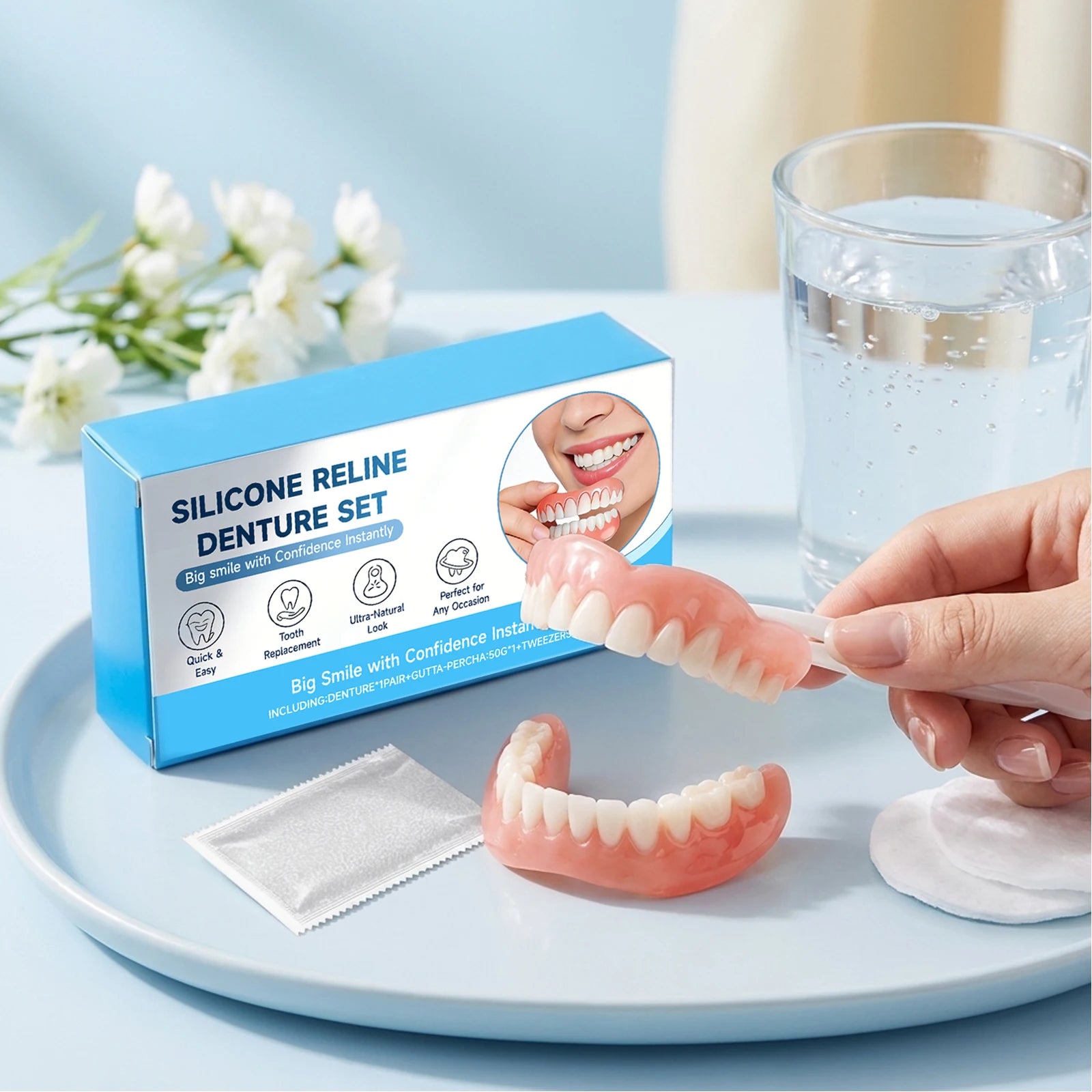 Silicone Reline Denture Set – Fake Teeth Kit for Comfort & Fit Denture Reline Kit Zpaxo