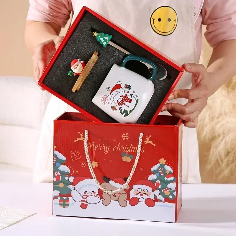 Festive Christmas Xmas Theme Ceramic Mug Cup Lid Spoon 2025 Box