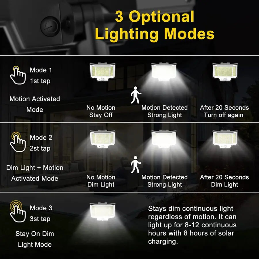 Outdoor Solar Lights Motion Sensor 200/348LEDS Solar Powered Flood Lights Remote Security Wall Lights Waterproof Yard Patio Gard Zpaxo