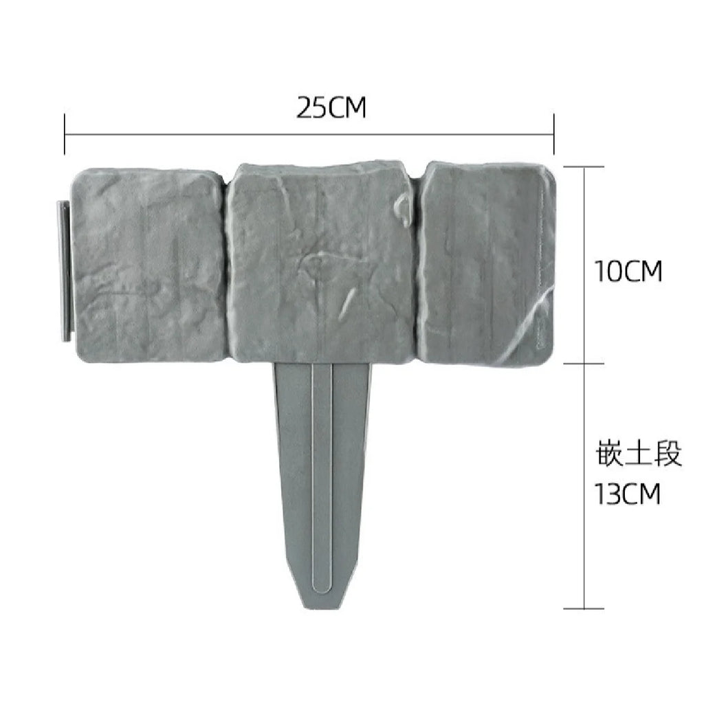 25cm Stone Effect Garden Border Fence – 20pc Plastic Lawn Edging Garden Landscape Edging Zpaxo