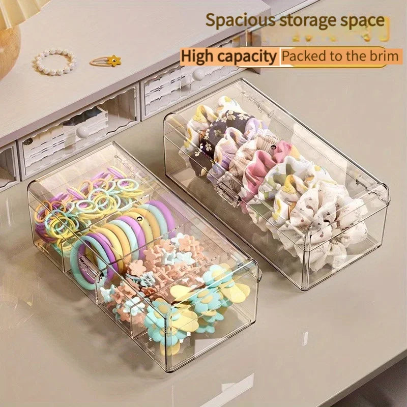 Transparent Plastic Hair Accessories Storage Box Lightweight