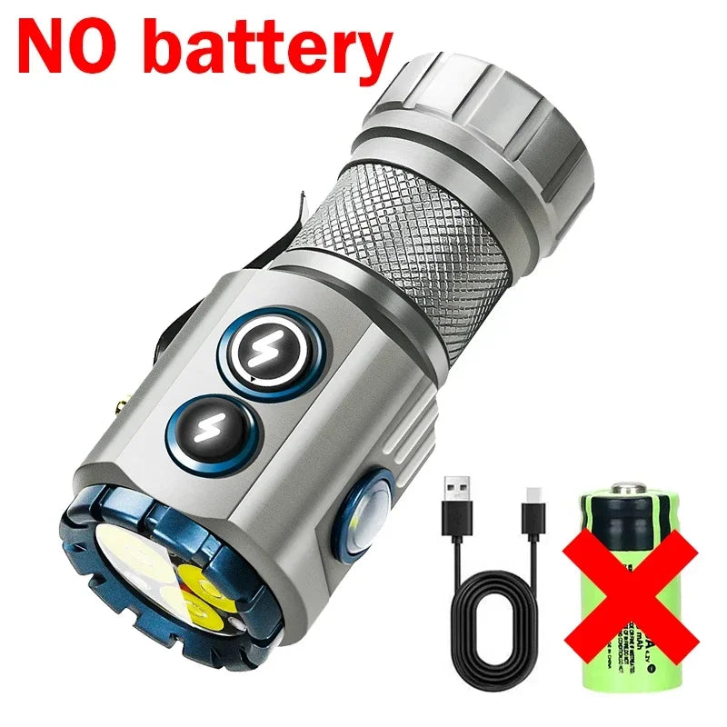 2000LM Compact LED Flashlight – Clip Cap, USB-C, 5 Modes