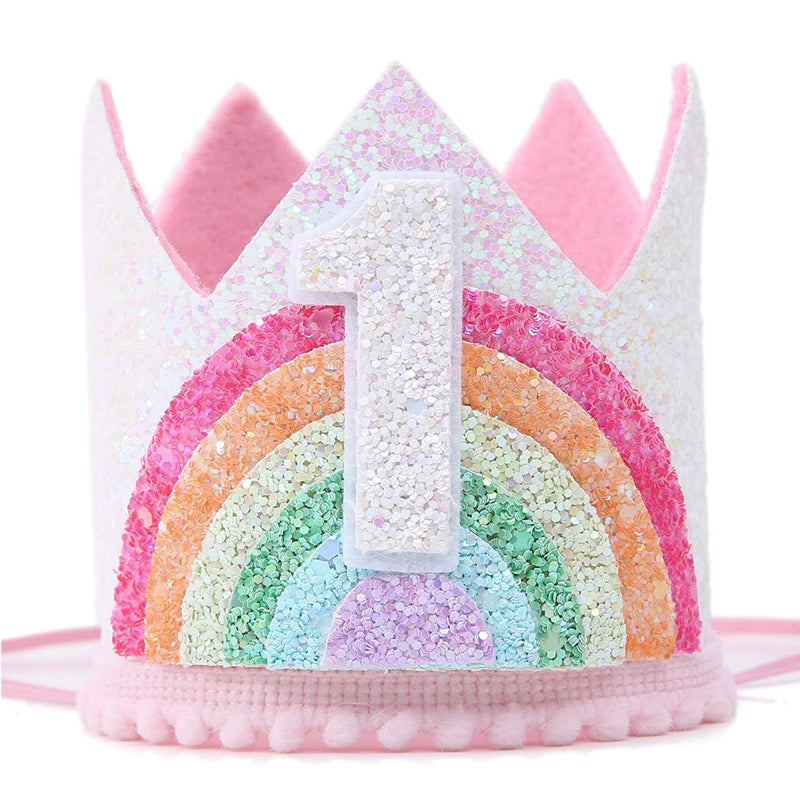 Felt Rainbow Crown Birthday Party Crowns 1st 2nd 3rd Happy Decor Kids