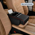 Auto Center Console Armrest Cushion 2 Cup Holders Heightening Pad Zpaxo Black and Red