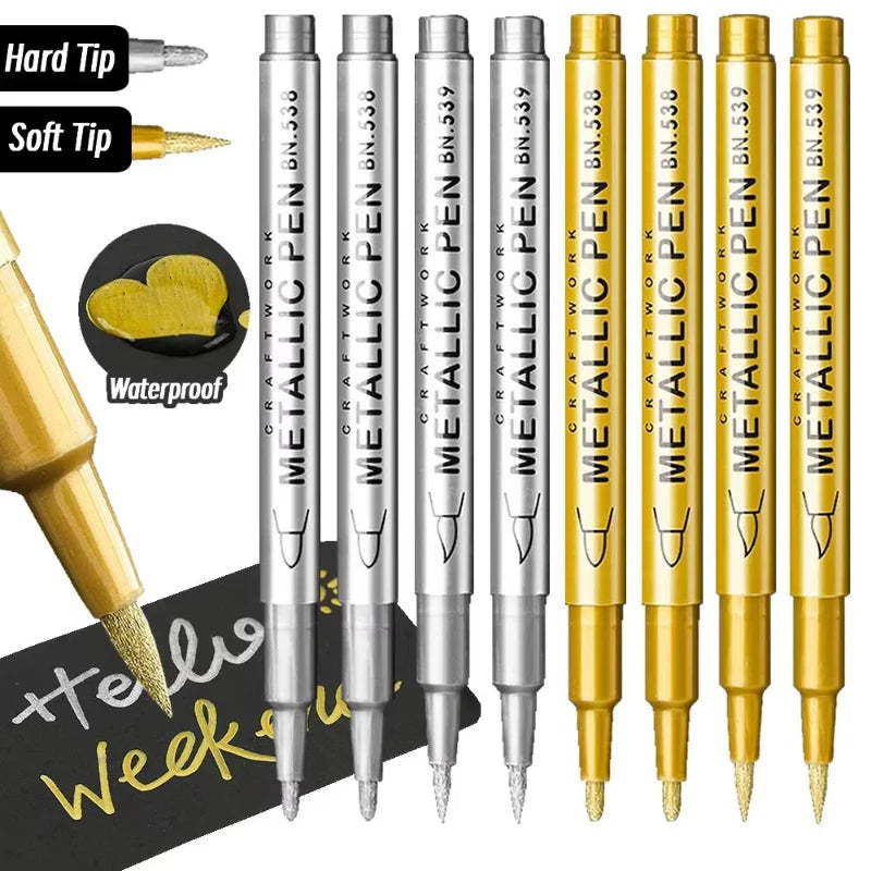 Metallic Marker Pens – Gold & Silver Soft Brush Art Markers