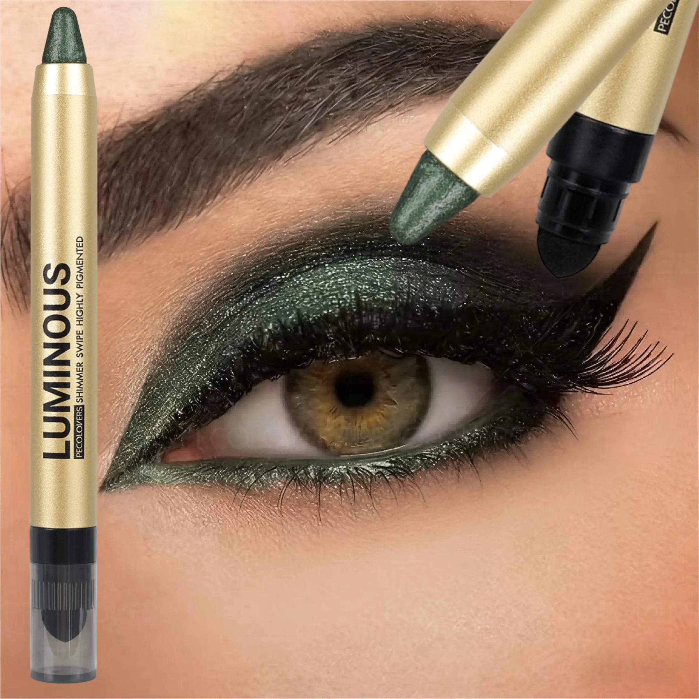 1PC Long-Lasting Green Eyeshadow Pencil - Shimmer, Smudge-Proof Eyeliner & Highlighter Stick - Creamy Glide-On Formula Zpaxo