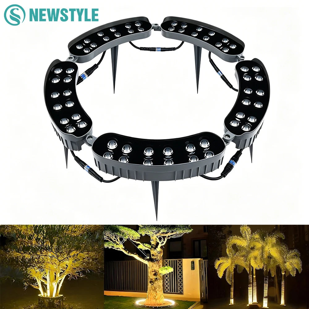 AC220V LED Ring Tree Light Outdoor Waterproof Palm Tree Uplight Adjustable Tree Ring Landscape Lighting For Garden Yard Pathway Zpaxo