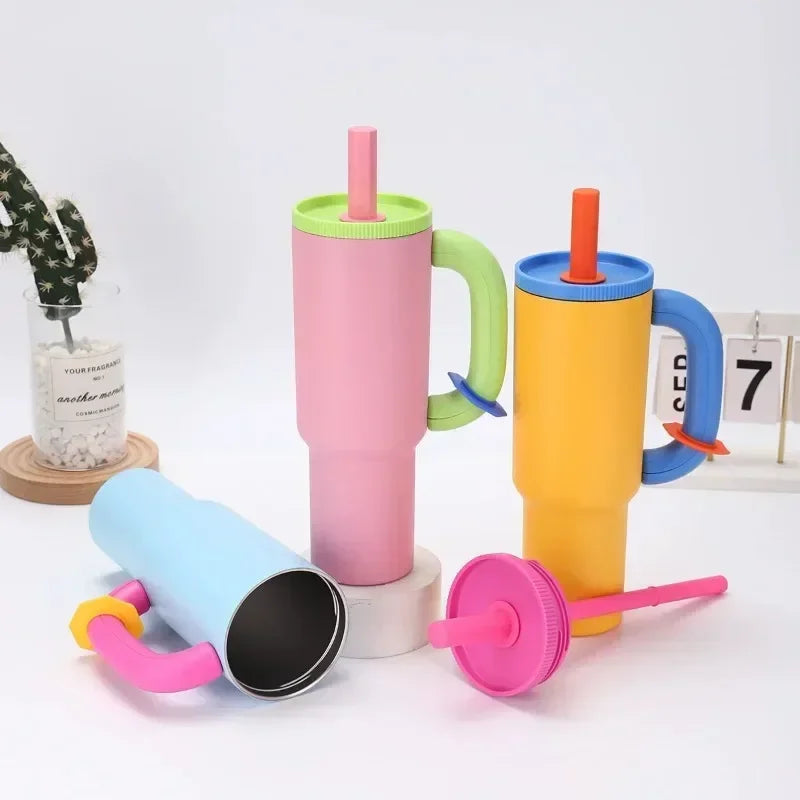 Stainless Steel Insulated Ice Cup with Handle & Straw | Large Insulated Tumbler Zpaxo