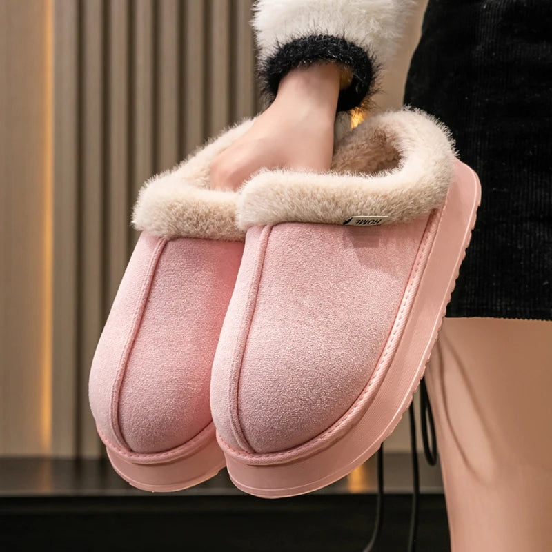 Women's Winter Slippers Arch Support Plush Indoor House Shoes Zpaxo Pink 36-37