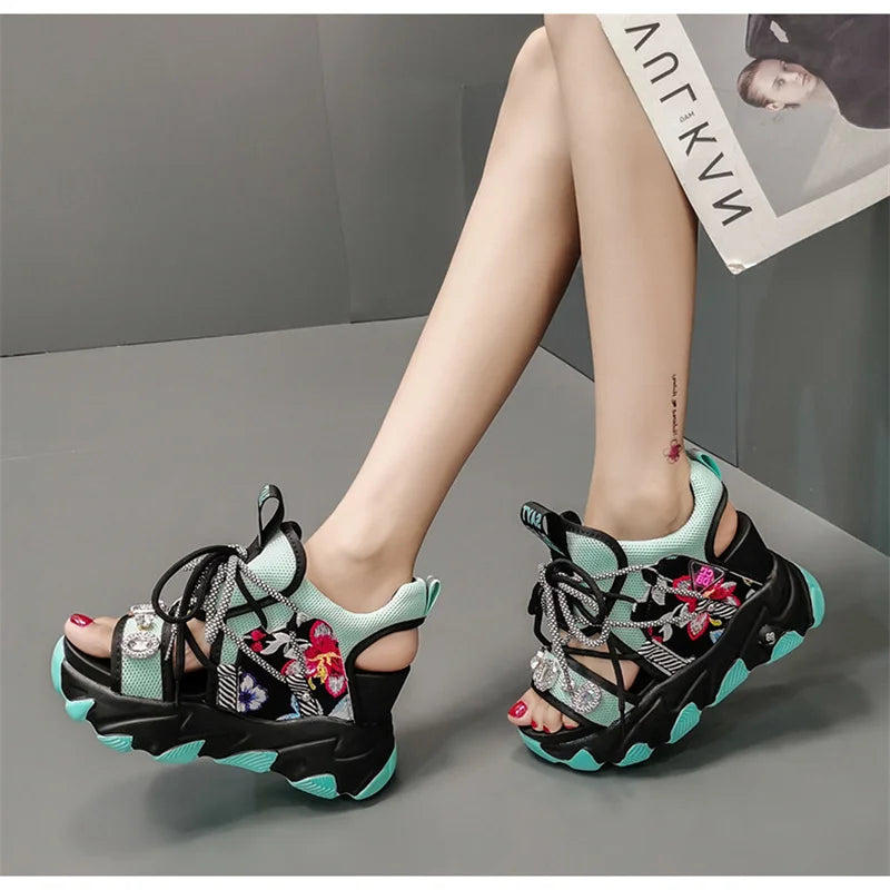 Comemore Leisure Lady Platform Chunky Sandals Mixed Shoes Sports Zpaxo