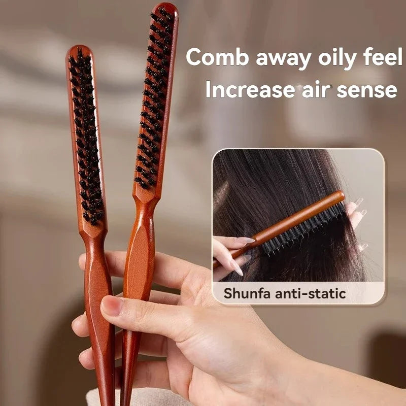 Natural Boar Bristle Hair Brush – Wood Handle Styling Comb