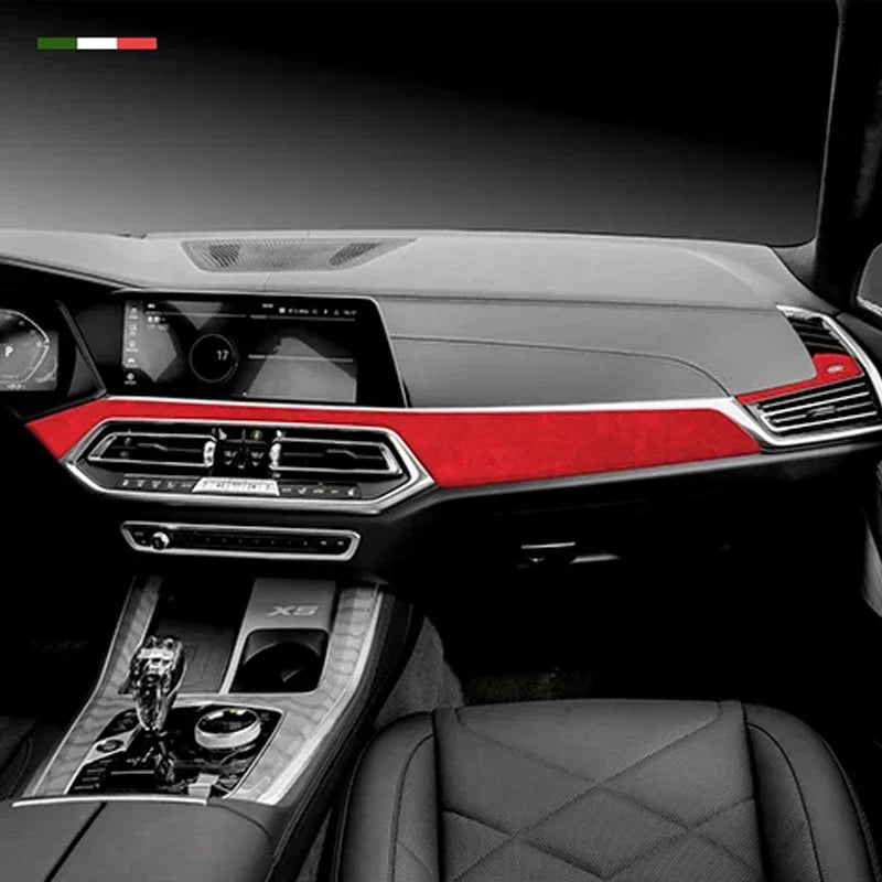 Alcan tara Suede Car Center Console Dashboard Instrument Panel Decoration Strip Stickers For BMW X5 2019 2020 2021 2022 2023 Zpaxo Red