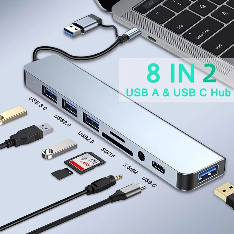 2 USB 3 0 Expander HUB C Docking Station Speed Transmission SD TF