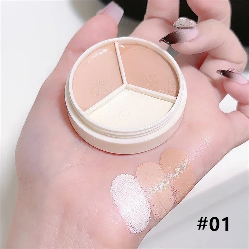 3-Color Concealer Palette Coverage Cover Anti Dark Circle Freckle Zpaxo 01