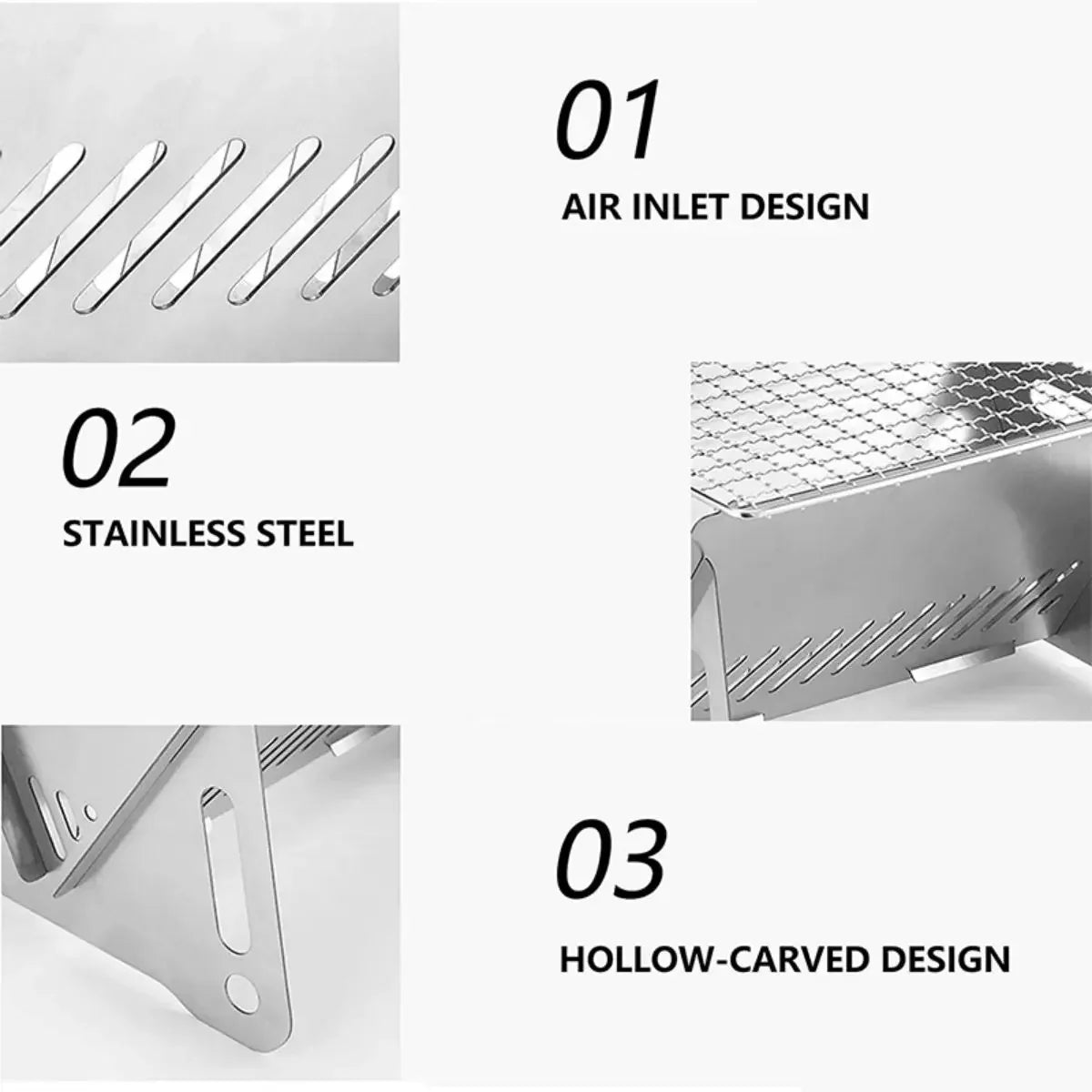 Portable Stainless Steel Camping BBQ Grill Rack & Firewood Stove Camping Grill Rack Zpaxo