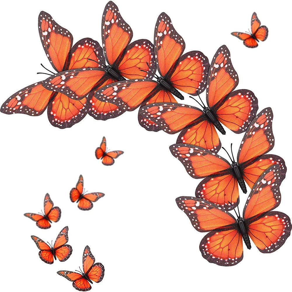 10-Pack 3D Monarch Butterfly Wall Stickers – Home & Party Decor