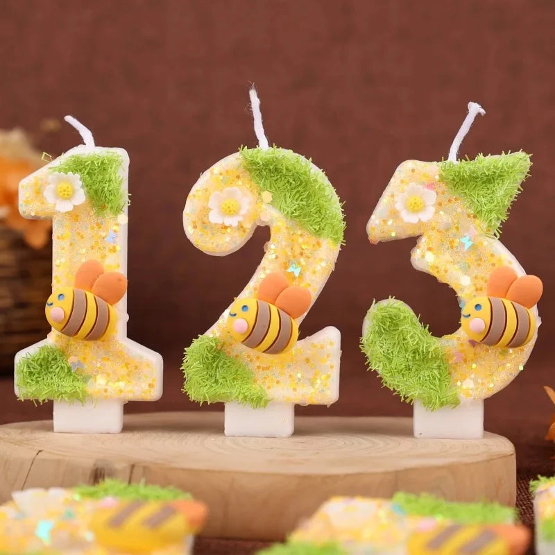 Bee Digital Birthday Cake Candles 0-9 Festive Children's Decorations
