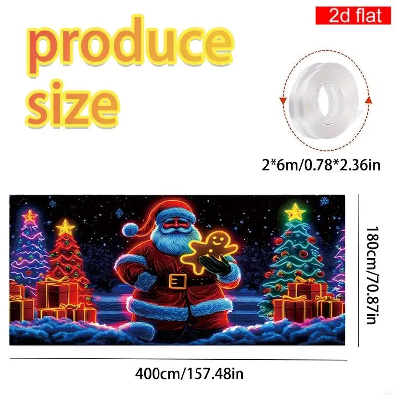 UVlight Activated Christmas Garage Door Cover Standard Glows Dark 2D