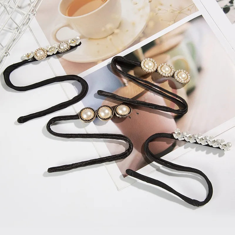 Magic Elegant Pearl Flower Bun Maker Lazy Hair Curlers Styling Accessories Hairpin Hair Braider Hairstyle Twist Hair Accessories Zpaxo