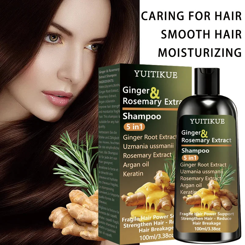 Ginger & Rosemary 5-in-1 Shampoo | Keratin & Argan Oil 100ml Hair Strengthening Shampoo Zpaxo
