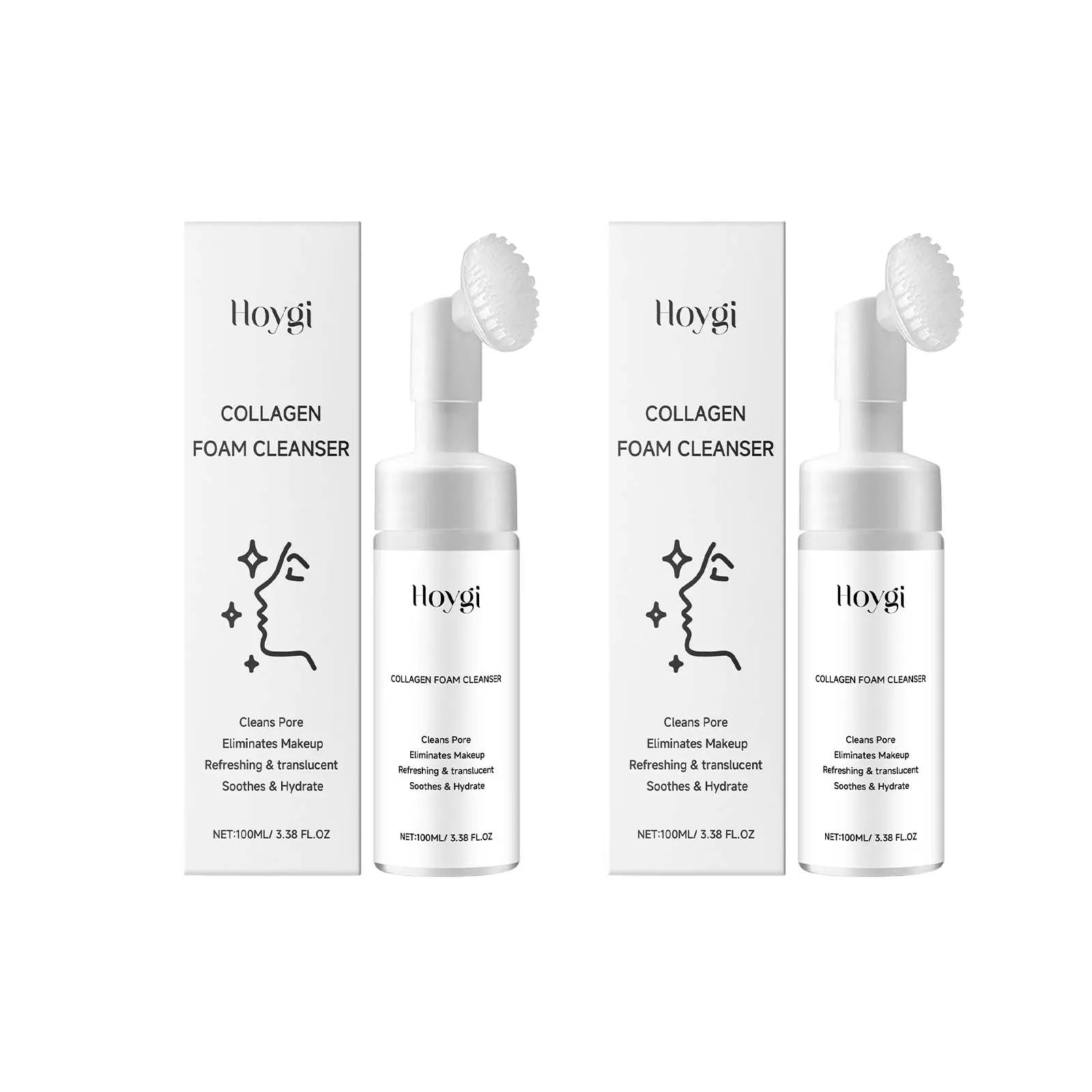 Hoygi Collagen Foam Facial Cleanser – Deep Clean & Moisturizing Foam Facial Cleanser Zpaxo 2 x 100ml Boxed
