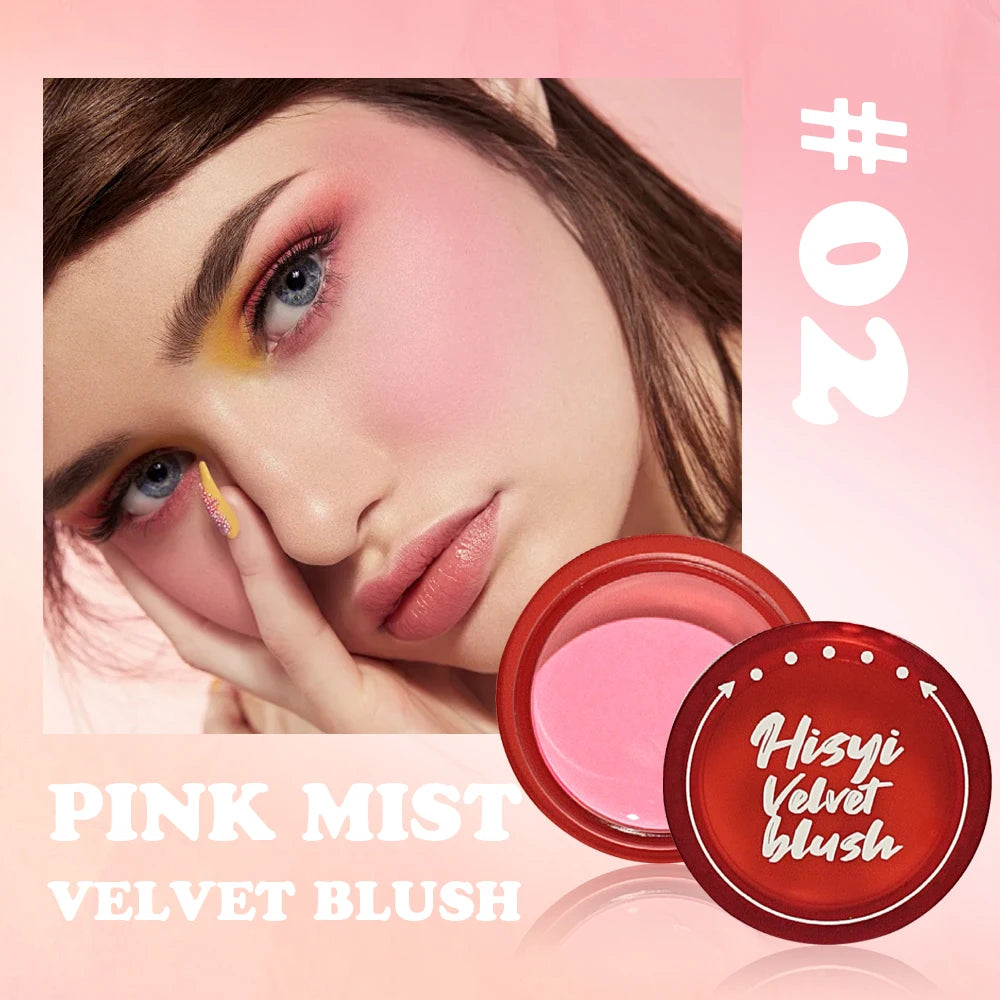 HISYI Velvet Blush Matte Creamy Texture Natural Cheek Tint Long-lasting Makeup Face Beauty Zpaxo Nude Tea