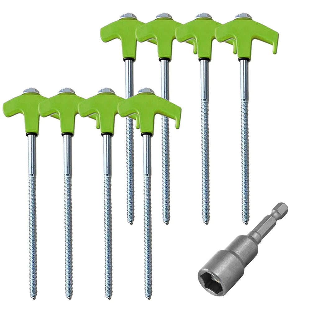 Camping Pegs Drill Hex Socket Heavy Duty Spiral Screw Stakes Ground Zpaxo Green