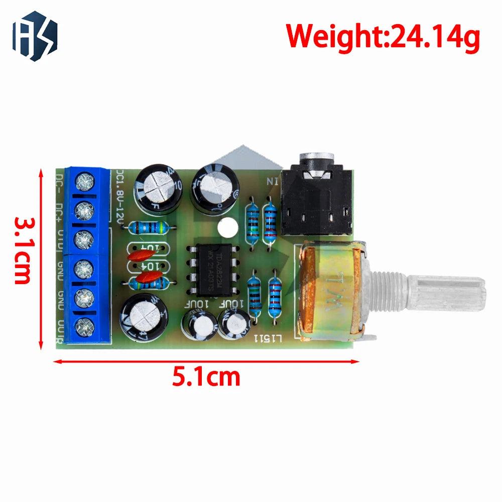 TDA2822M 2.0 Dual-Channel Amplifier Module (1PCS): AUX-Compatible Stereo Audio Amplifier – DC 1.8-12V Input Supported Zpaxo