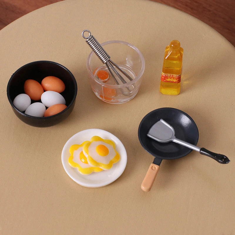 Miniature Frying Pan Egg Beater Bowl DIY Dollhouse Decor Simulation Zpaxo