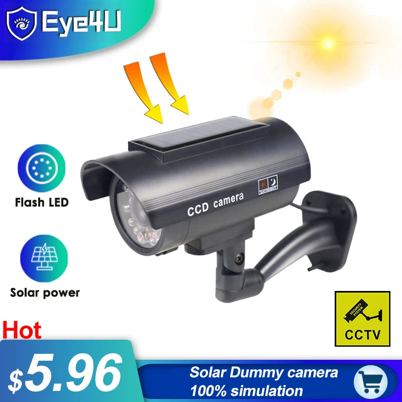 Fake Solar Camera Outdoor CCTV Surveillance Simulation Dummy Camera Home Security Protection Bullet With Flashing LED Light Zpaxo