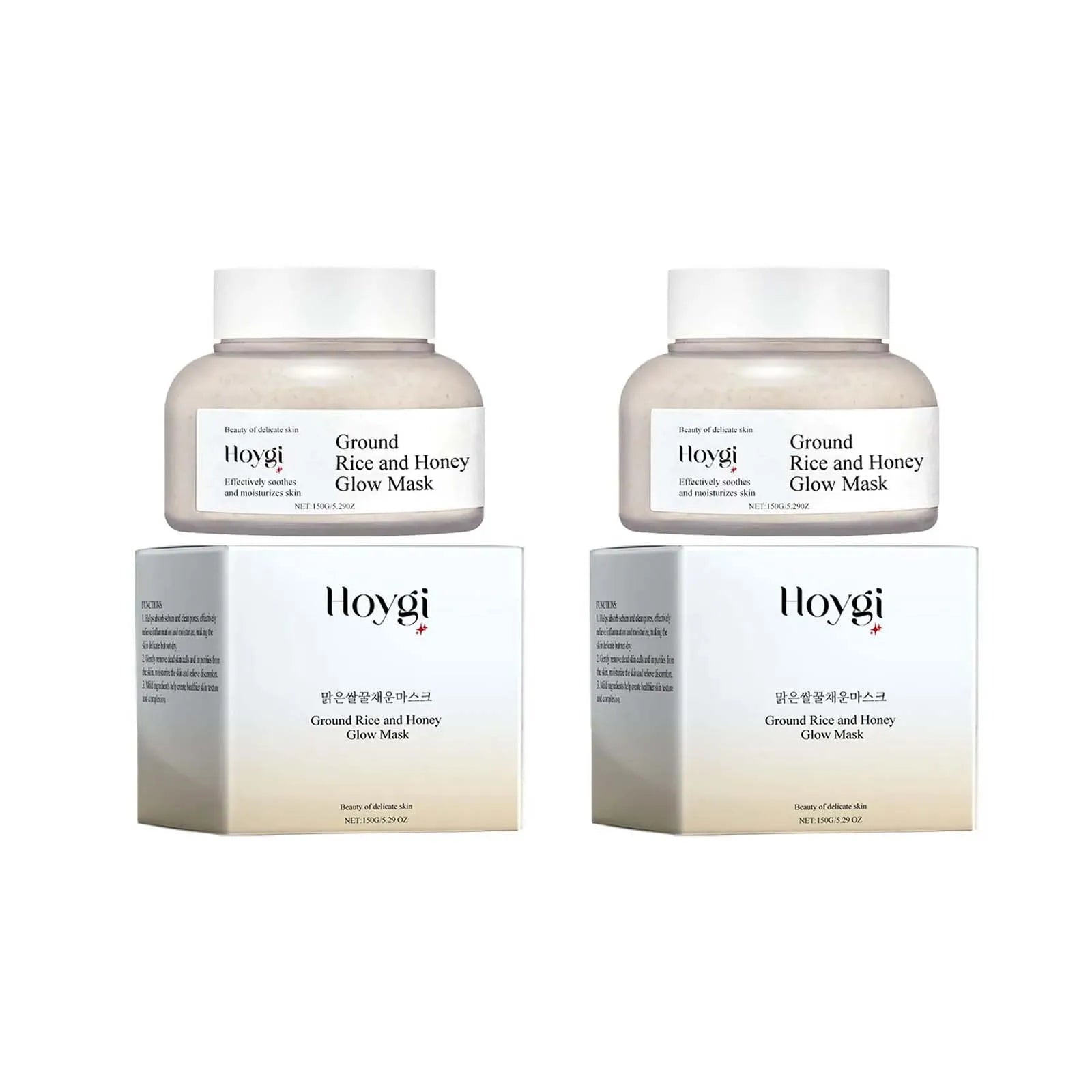 Hoygi Rice & Honey Face Mask – Hydrating, Brightening, Pore Minimizing Hydrating Face Mask Zpaxo 2 x 150g Boxed