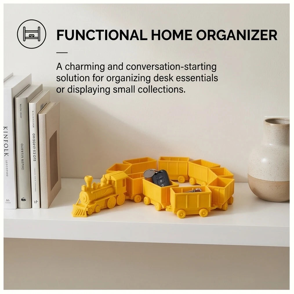 3D Printed Articulated Train Desk Organizer Creative Desktop Storage