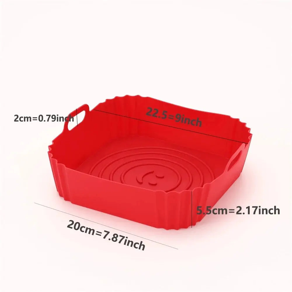 1PC Reusable Airfryer Pan Liner Accessories Silicone Air Fryers Oven Baking Tray Pizza Fried Chicken Airfryer Silicone Basket Zpaxo gjkp-1pc red