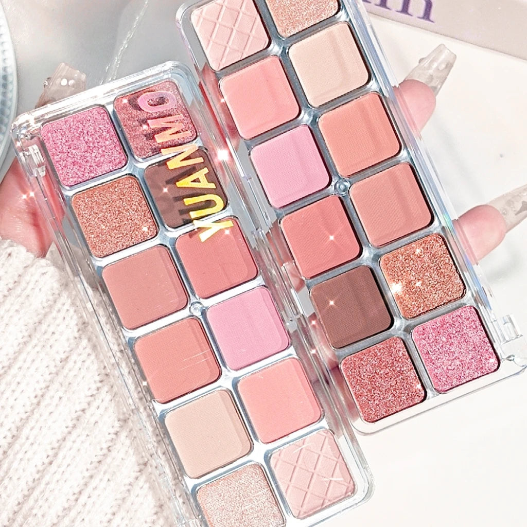 12-color pink eyeshadow palette - matte and shiny versions, suitable for both day and night, for dates and commutes, pink makeup Zpaxo