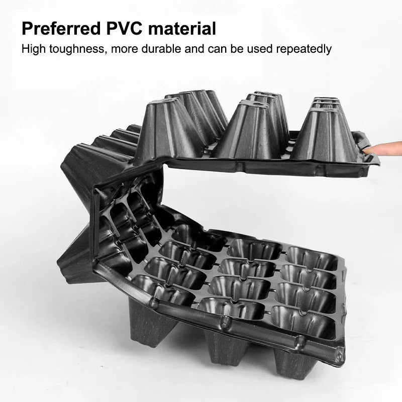 10Pcs Seedling Trays Plastic Gardening Germination Trays Black Seedling Container Garden Supplies For Vegetable Flower Zpaxo