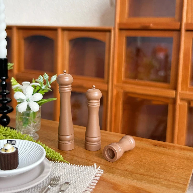 3-Piece Miniature Salt & Pepper Shaker Set – 1:12 Dollhouse