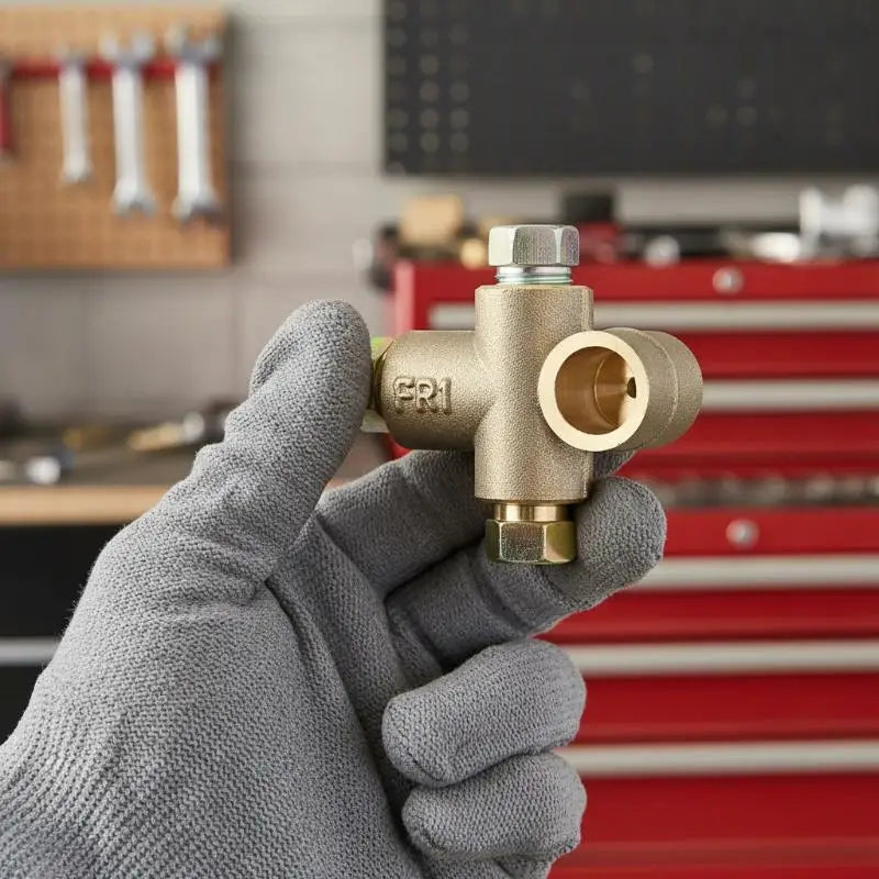 3-Way Brass Brake Tee Connector – M10 x 1mm, 3/16" Pipe