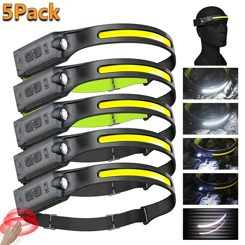 LED COB Sensor Headlamp – USB Rechargeable, IP65, 350LM LED Headlamp Zpaxo