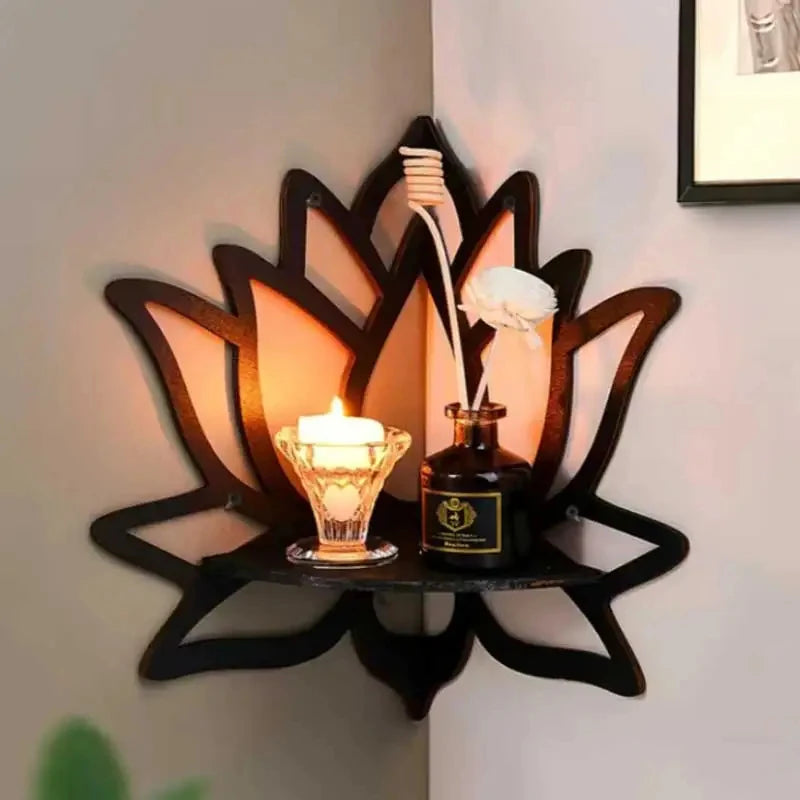 Wooden Lotus-shaped Hollow Decorative Stand Aromatherapy Organizer