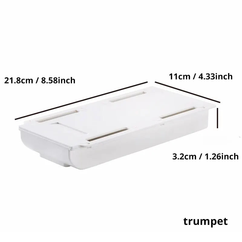 White Selfadhesive Storage Drawer Box Makeup Pencil Tray Desk Hidden Zpaxo White-1pc-S