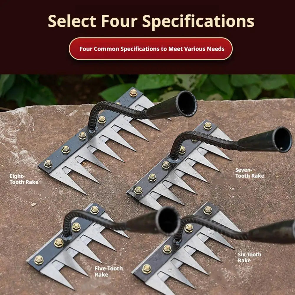 Multi-Tooth Metal Garden Rake – Weeding & Soil Loosening Tool Garden Hand Rake Zpaxo