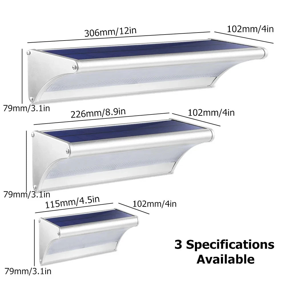 60LED Solar Sensor Aluminium Wall Lamp Outdoor Led Lights Radar Zpaxo Silver 24LED-White China Mainland