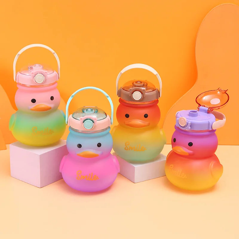 Cute Water Bottle Girls Straw Portable Children's Kawaii Duck Kettle
