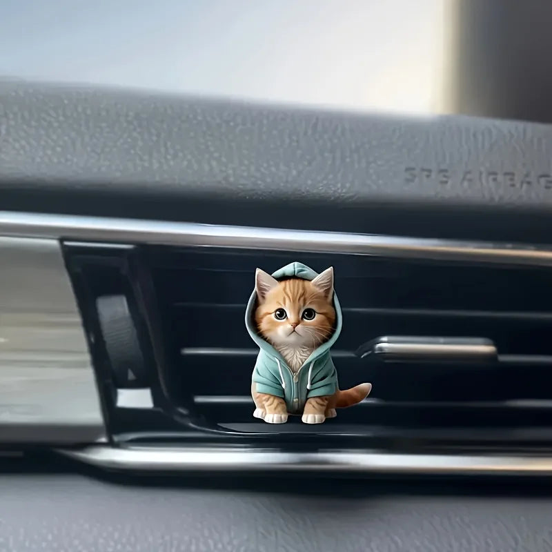 Cute cat acrylic car aromatherapy, long-lasting fragrance, vent clip, decorative and aromatherapy Zpaxo Blue