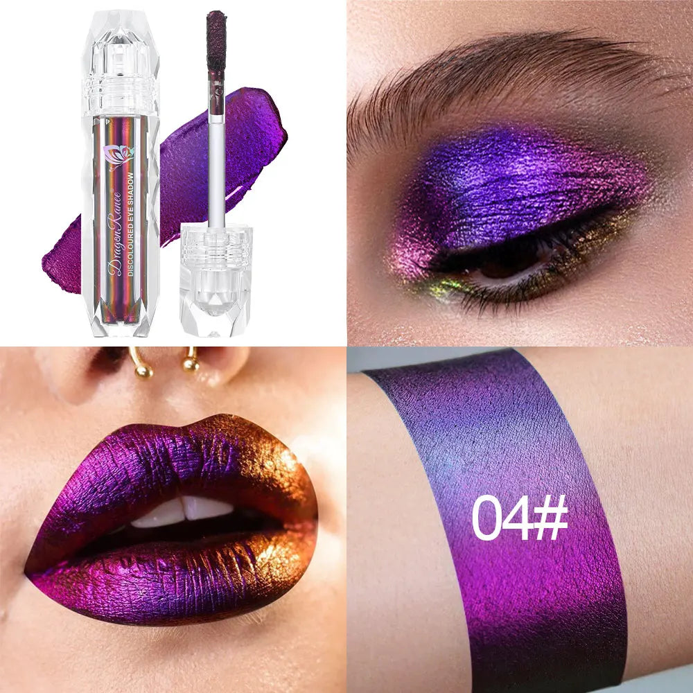 Chameleon Metal Lip Gloss Liquid Lipstick Brightening Long-Lasting Lip Gloss Multi-Color Long-Lasting Moisturizing Non-Stick Cup Zpaxo 04Dr9006