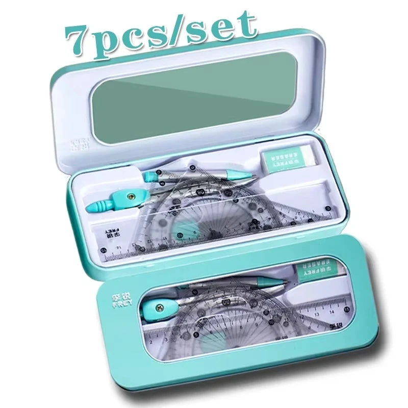 7-Piece Student Math Set – Compass, Ruler & Protractor Kit Student Math Set Zpaxo