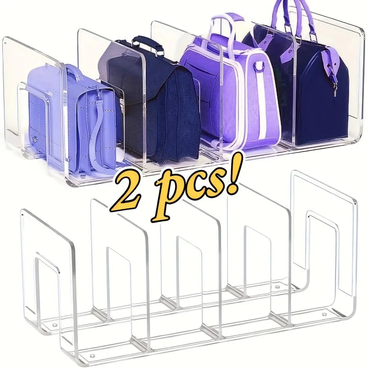 2-piece transparent storage-4-compartment closet storage with partition | for storing handbags, ties, scarves and accessories. Zpaxo